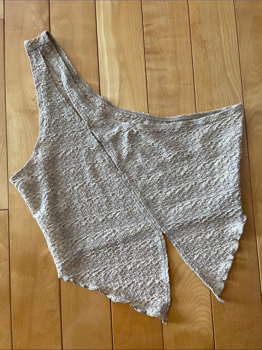 M.   One-Shoulder Textured Sand Crop Top.   NWOT